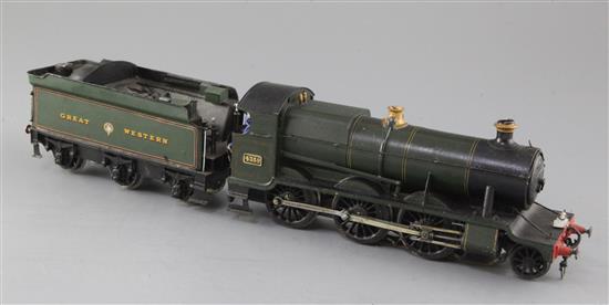 A Leeds Model Co O gauge Mogul tender locomotive, GWR Bonds motor, number 4358, green livery, overall 42cm